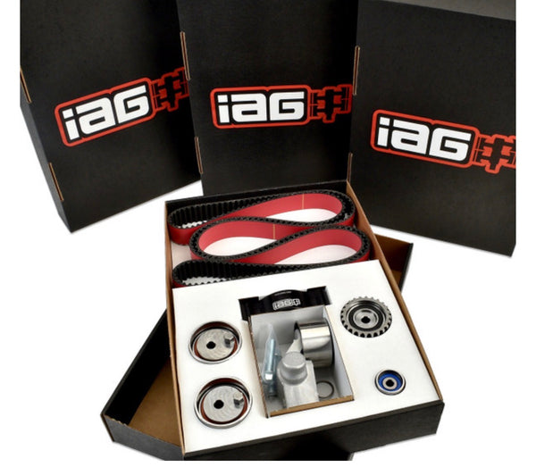 IAG Timing Belt Kit with IAG Red Racing Belt, Timing Guide, Adjustable Idlers & Tensioner for 02-14 WRX, 04-21 STI, 05-12 LGT, 04-13 FXT