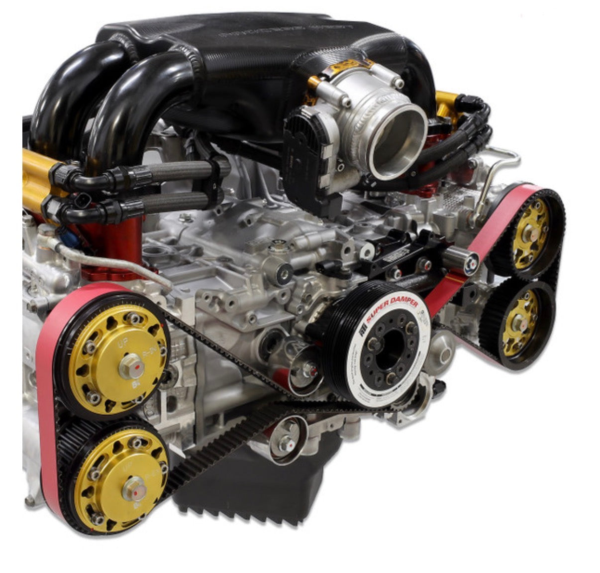 IAG Timing Guide, Comp Tensioner & Red Racing Timing Belt Kit for 02-14 WRX, 04-21 STI, 04-13 FXT, 05-12 LGT