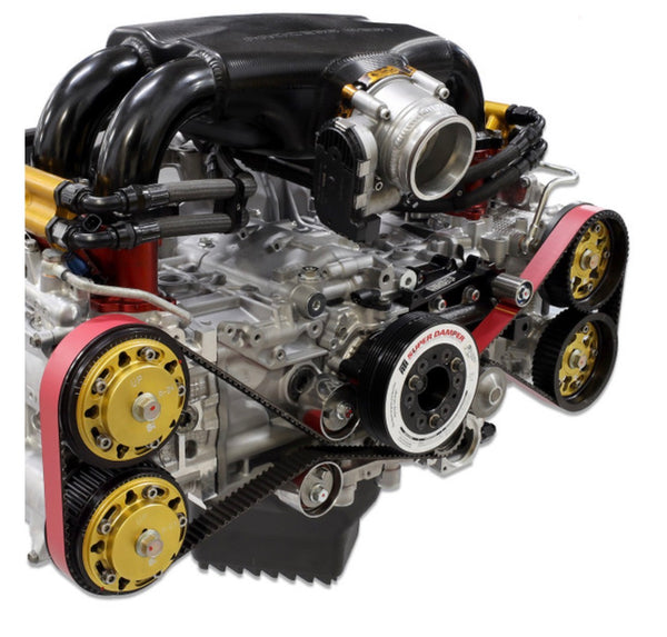 IAG Timing Guide, Comp Tensioner & Red Racing Timing Belt Kit for 02-14 WRX, 04-21 STI, 04-13 FXT, 05-12 LGT