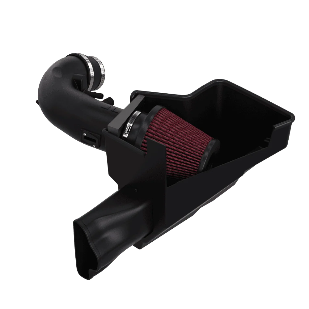 JLT 18-21 Ford Mustang GT Black Textured Cold Air Intake Kit w/Red Filter - Tune Req