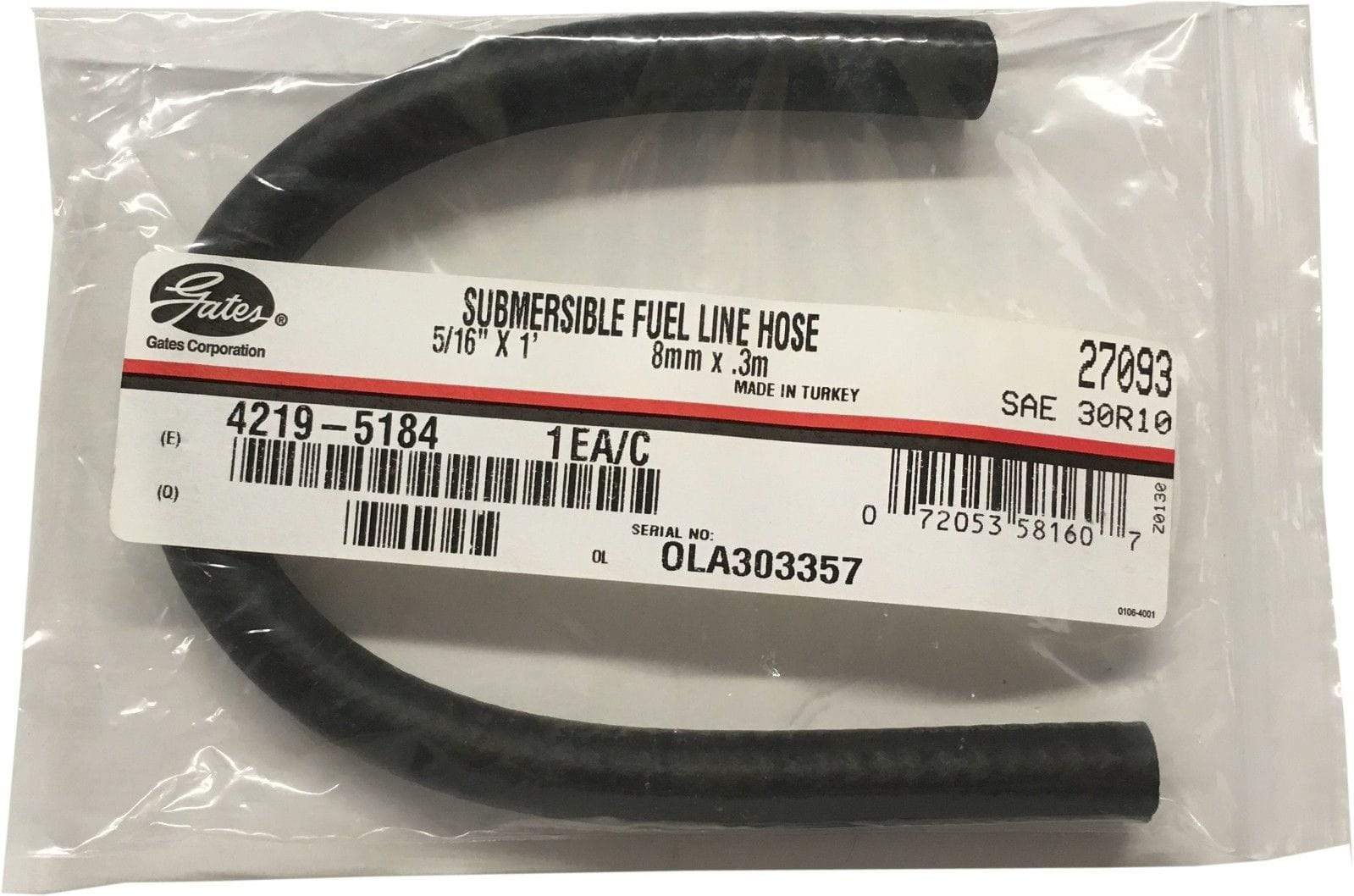 Gates 27093 5/16" Submersible Fuel Line for In tank Use SAE 30R10 - 1-Foot