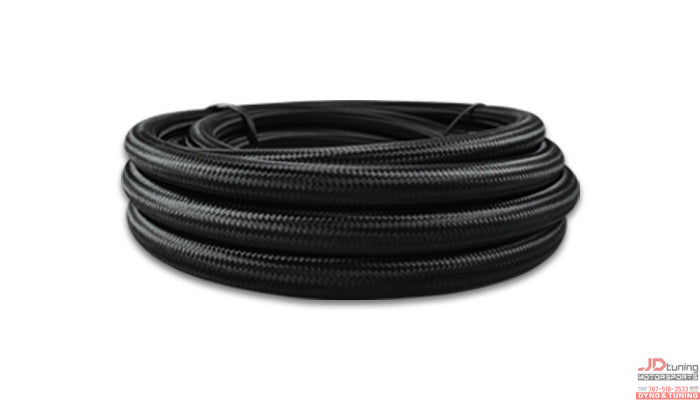 Vibrant -6 AN Black Nylon Braided Flex Hose w/ PTFE liner (20FT long)
