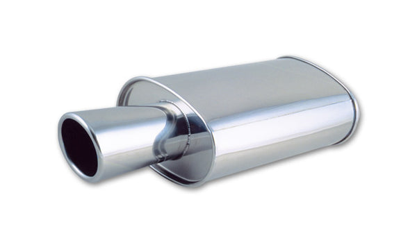 STREETPOWER Oval Muffler w/ 4" Round Angle Cut Tip (2.5" inlet)